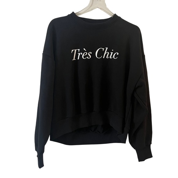 Cinq a Sept Black White TRES CHIC Sweater Crewneck Sweatshirt‎ NWT Small - Picture 4 of 16
